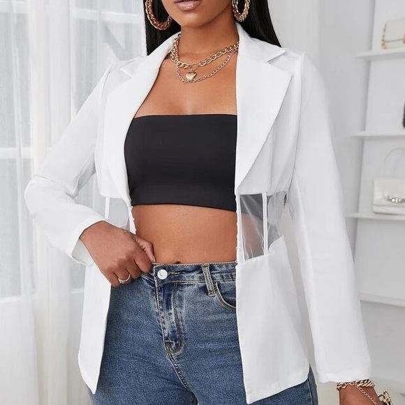 Mesh Hook and Eye Blazer Jacket - Picture 6 of 16